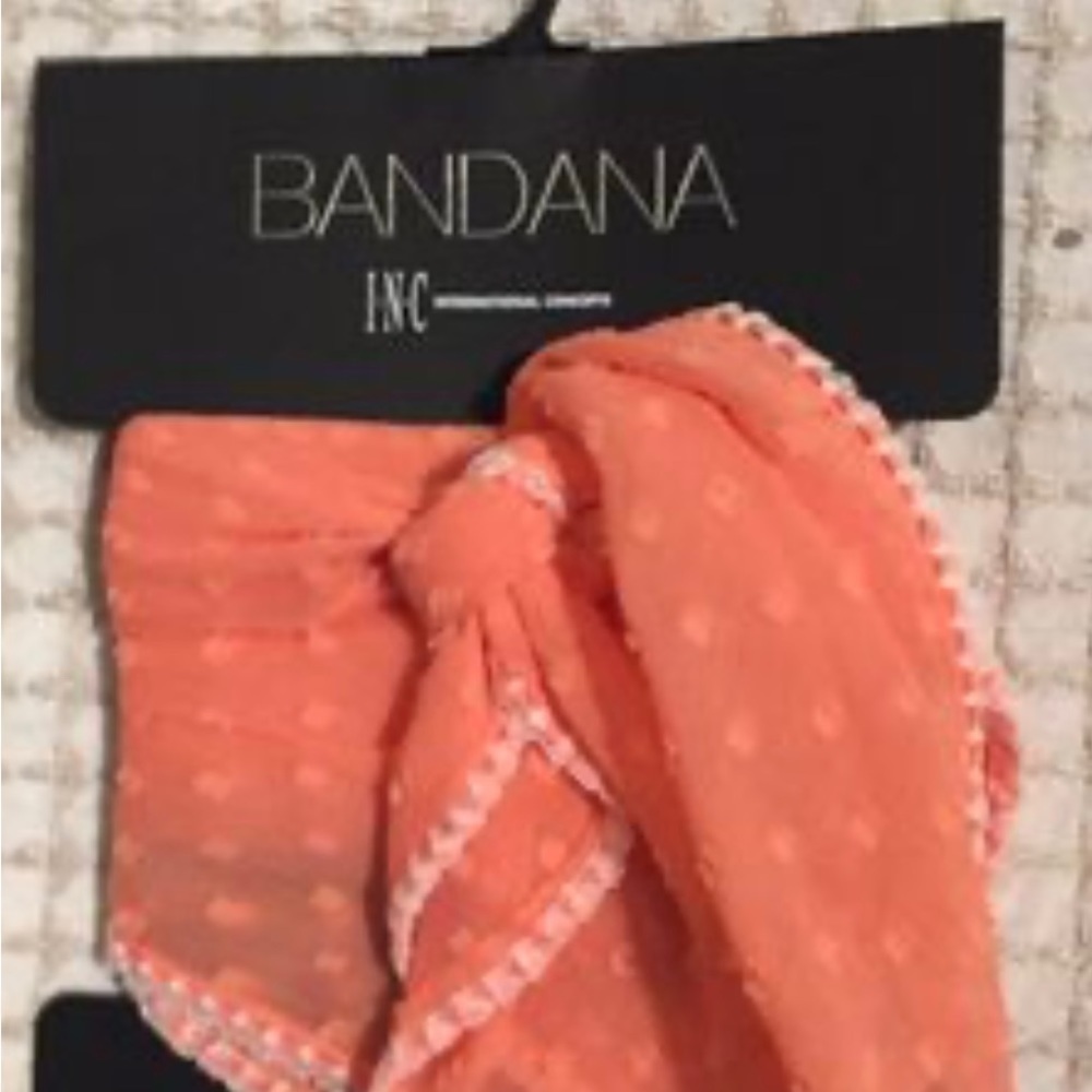 𝅺INC International Concepts Swiss Dot Bandana Scarf Coral. NWT - Picture 3 of 5